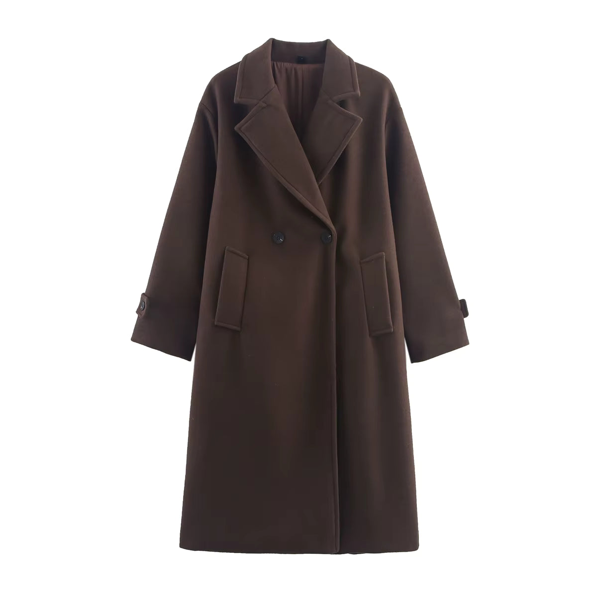 Women's brown wool coat for autumn/winter.