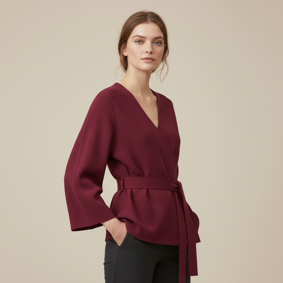 Women's knit blazer with belt