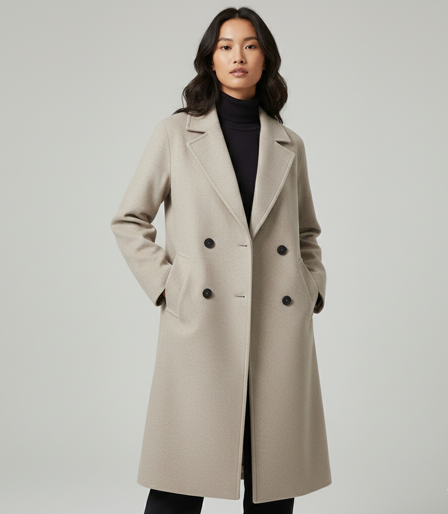 Women's brown wool coat for autumn/winter.