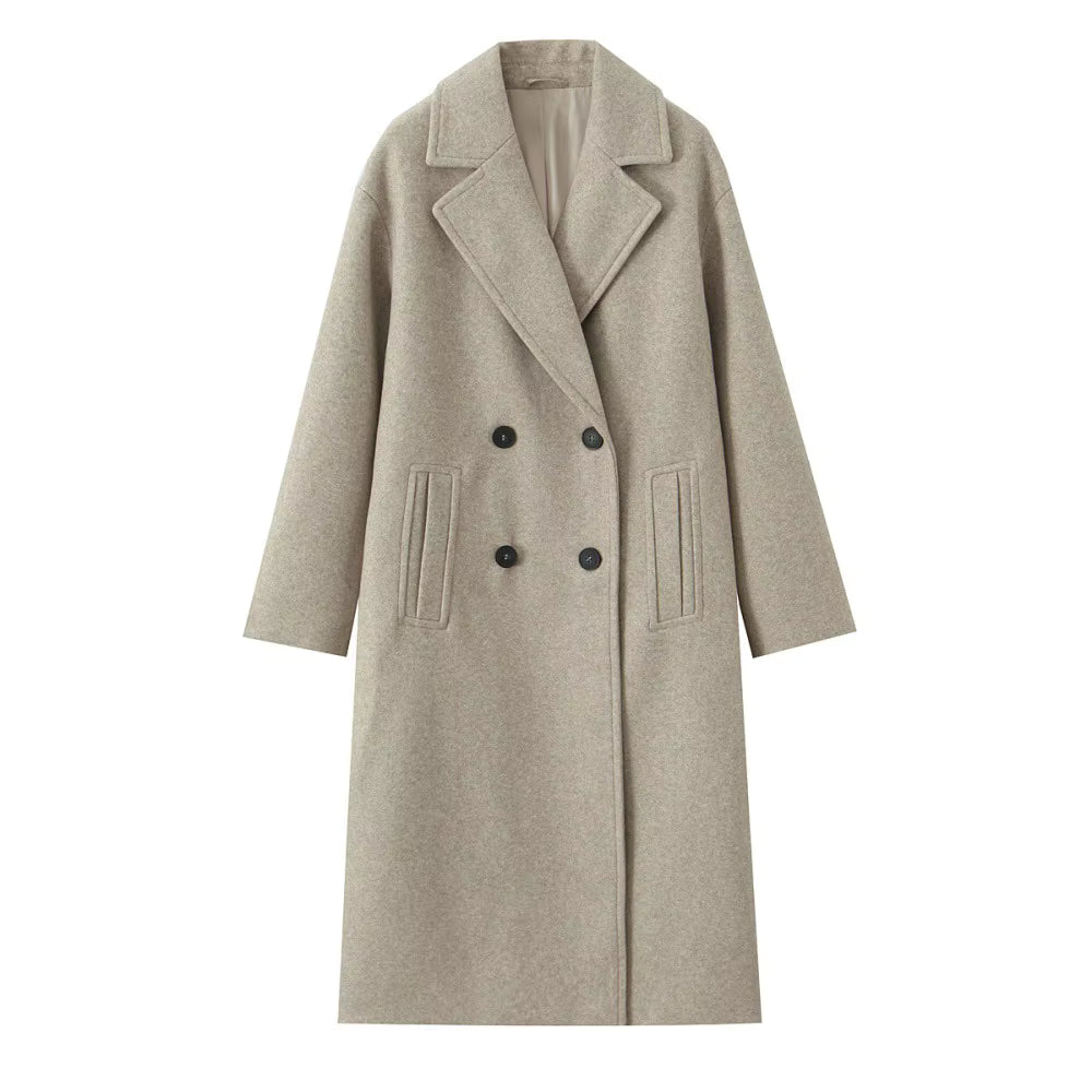 Women's brown wool coat for autumn/winter.